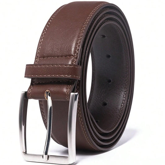 1PC Men's Genuine Leather Dress Belt, Handmade, Cow Leather, Fashion & Classic Designs For Work Business And Casual For School For Wedding, Ideal Gift For Dad, Husband, Boyfriend