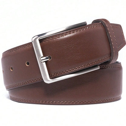 1PC Men's Genuine Leather Dress Belt, Handmade, Cow Leather, Fashion & Classic Designs For Work Business And Casual For School For Wedding, Ideal Gift For Dad, Husband, Boyfriend