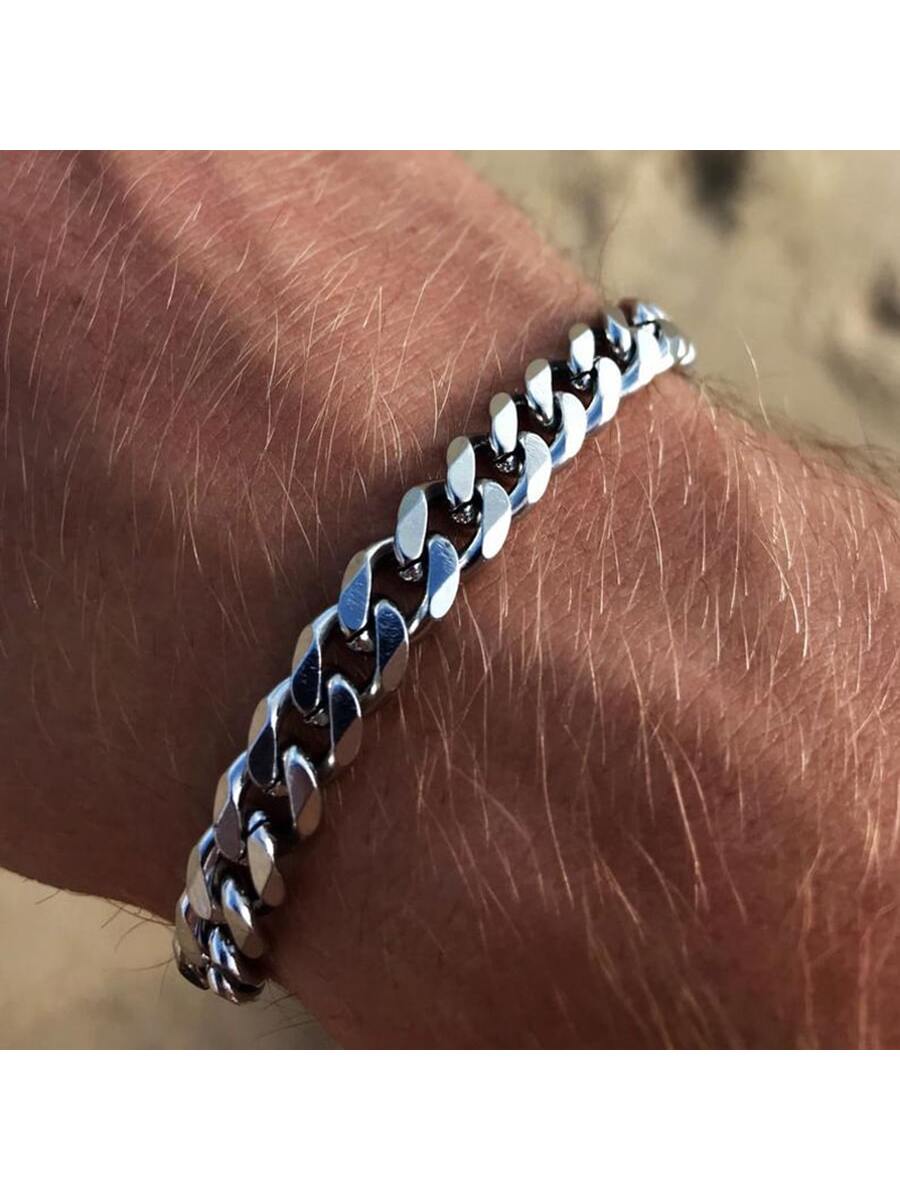 1pc Men's Minimalist Hip Hop Chain Stainless Steel Link Bracelet