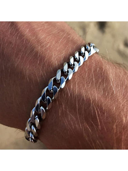 1pc Men's Minimalist Hip Hop Chain Stainless Steel Link Bracelet