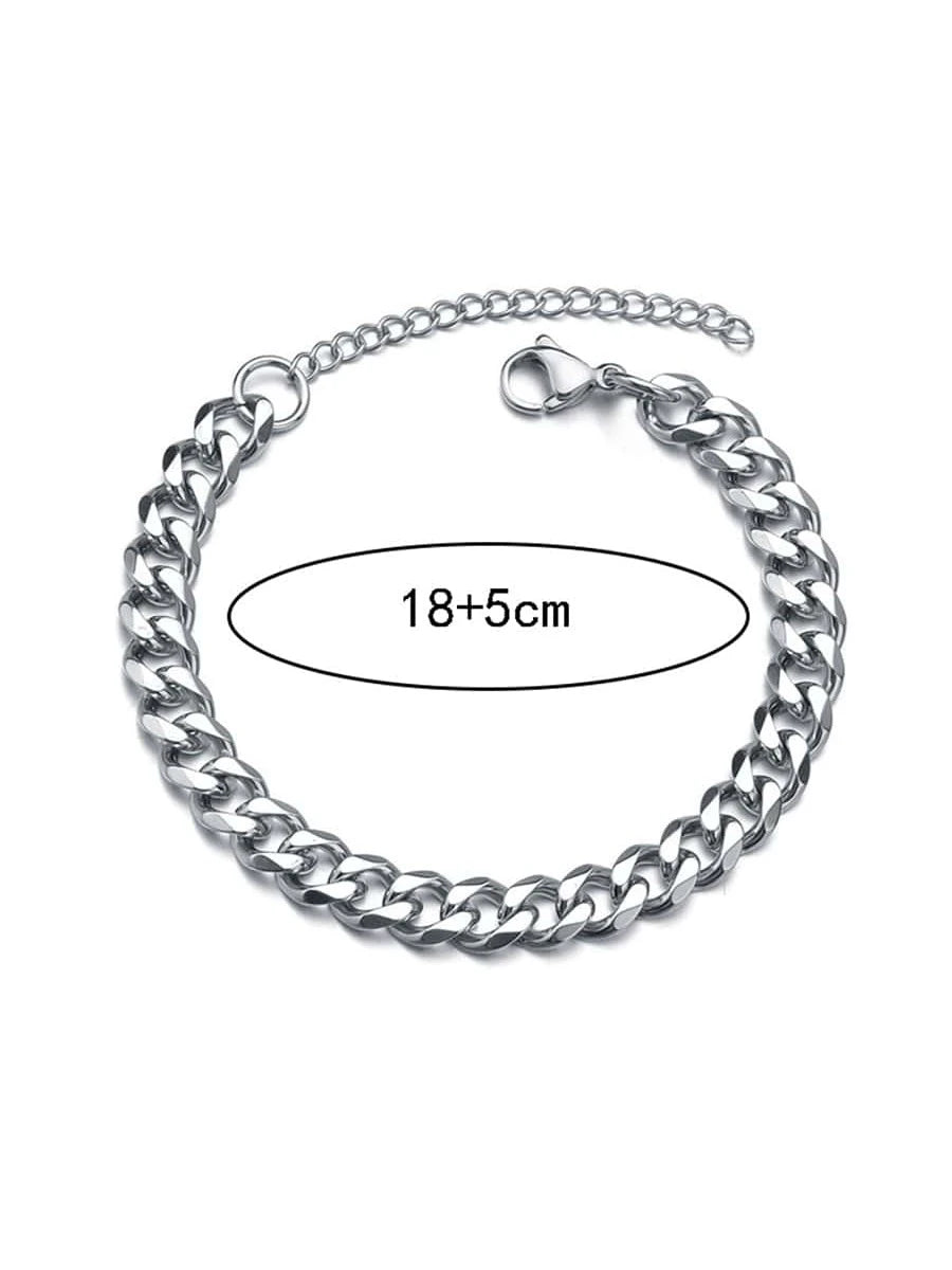 1pc Men's Minimalist Hip Hop Chain Stainless Steel Link Bracelet