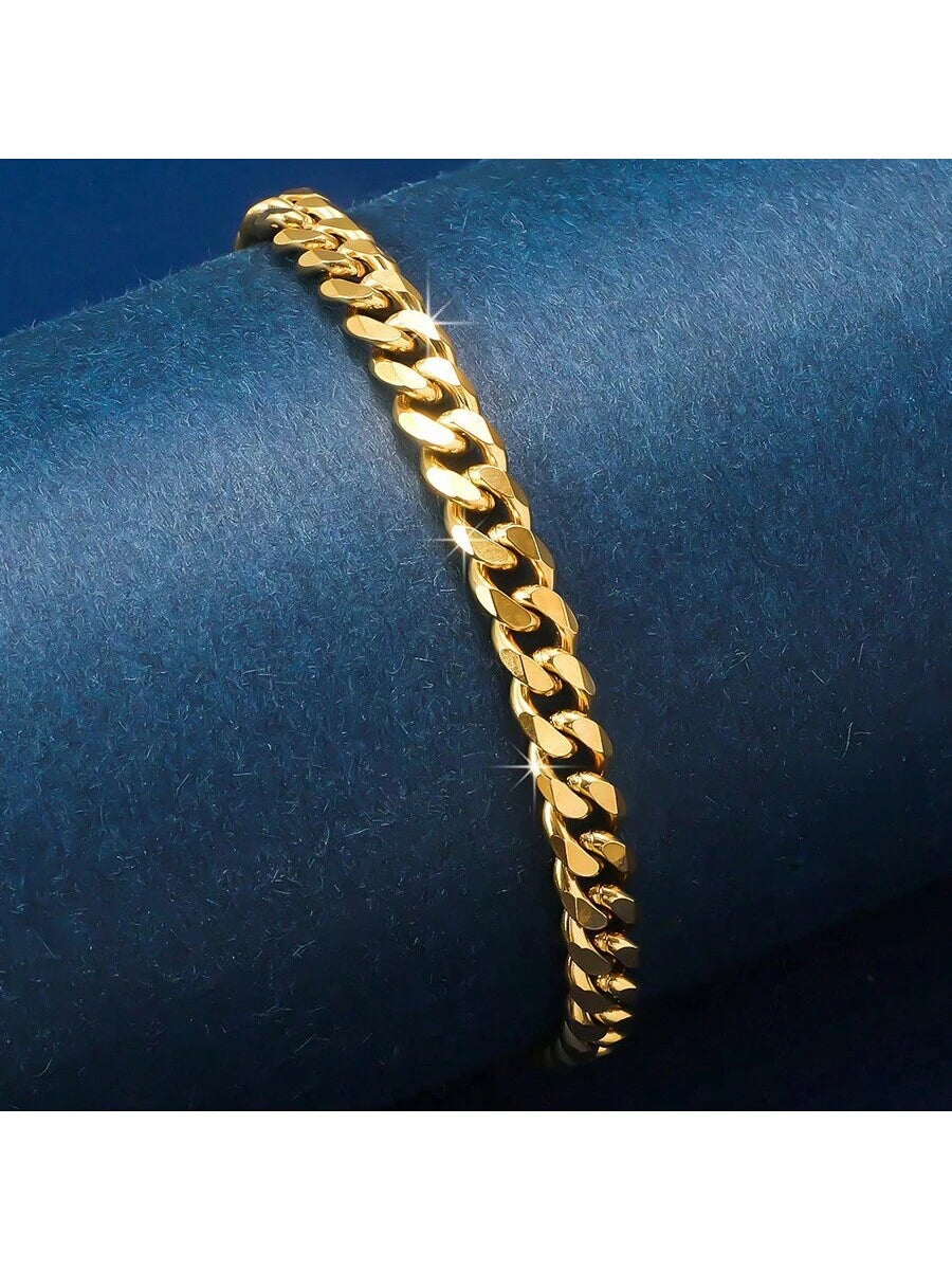 1pc Men's Minimalist Hip Hop Chain Stainless Steel Link Bracelet