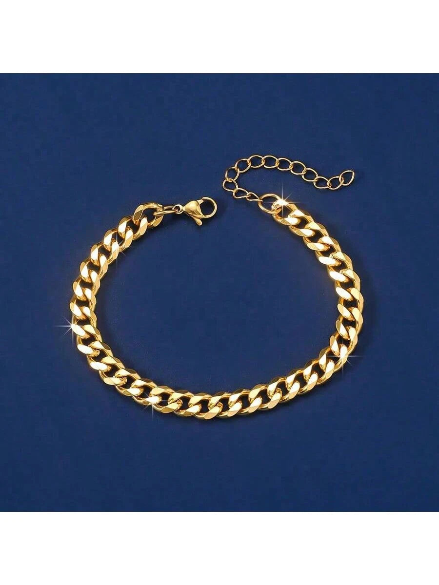 1pc Men's Minimalist Hip Hop Chain Stainless Steel Link Bracelet