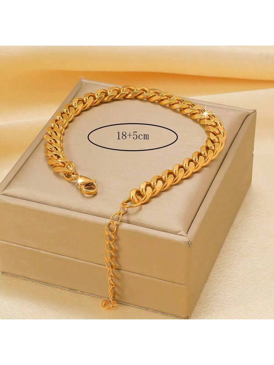 1pc Men's Minimalist Hip Hop Chain Stainless Steel Link Bracelet