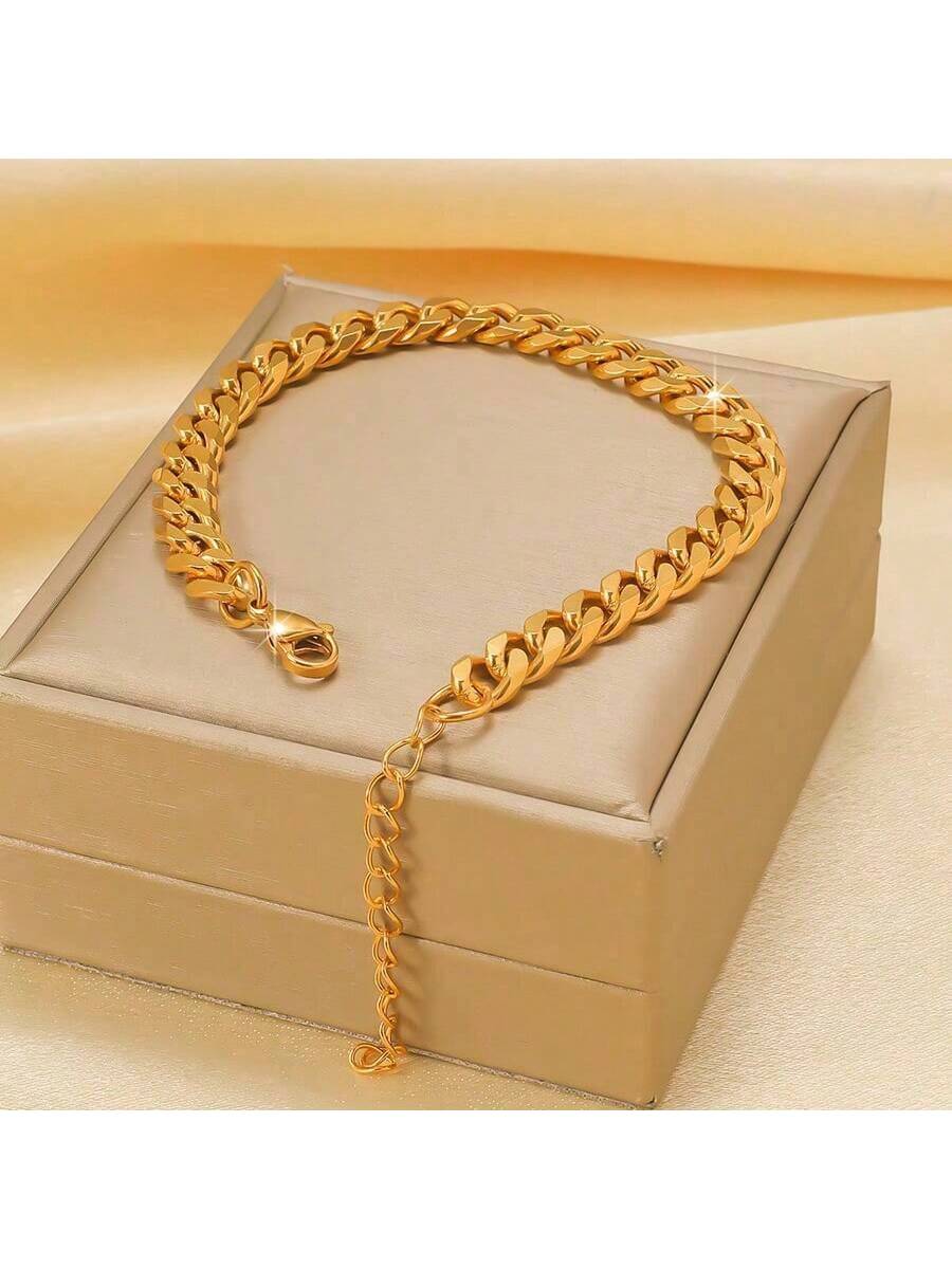 1pc Men's Minimalist Hip Hop Chain Stainless Steel Link Bracelet