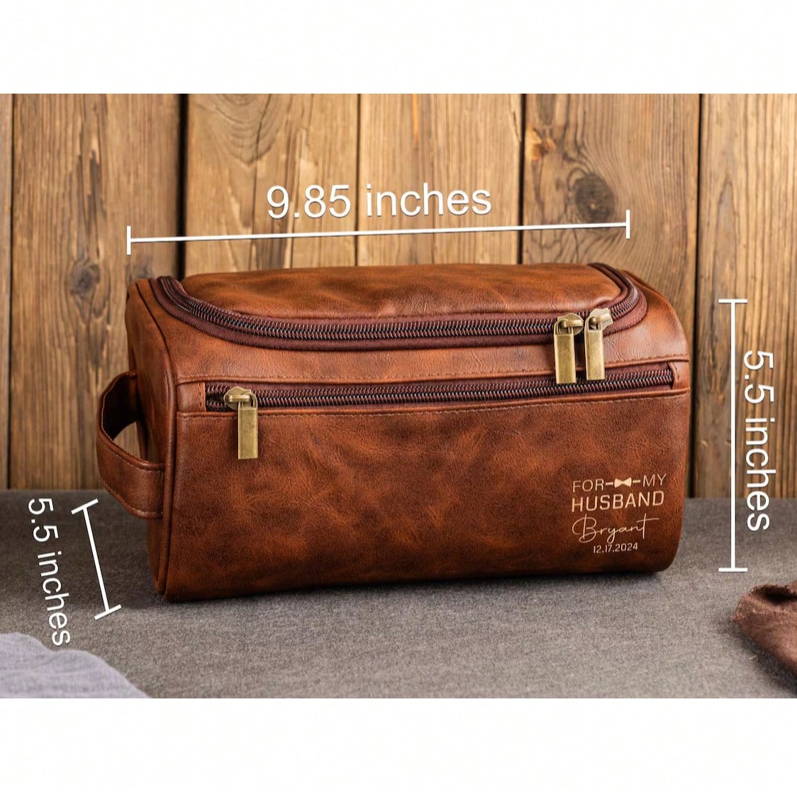 1pc Men's Personalized Leather Toiletry Bag, Groomsman Gift, Christmas Gift For Him, Travel Organizer, Leather Accessory, Anniversary Gift, Men's Christmas Present