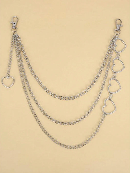 1pc Metal Heart Shaped Pants Chain, Suitable For Matching With Pants