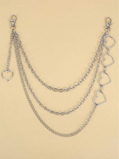 1pc Metal Heart Shaped Pants Chain, Suitable For Matching With Pants