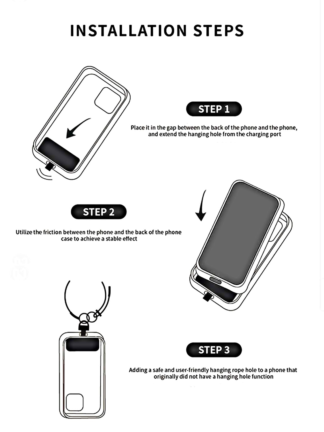 1pc Minimalist Adjustable Short Strap Buckle Lanyard, Phone Lanyard, Water Bottle Holder, Key Chain, Wrist Strap With Pad