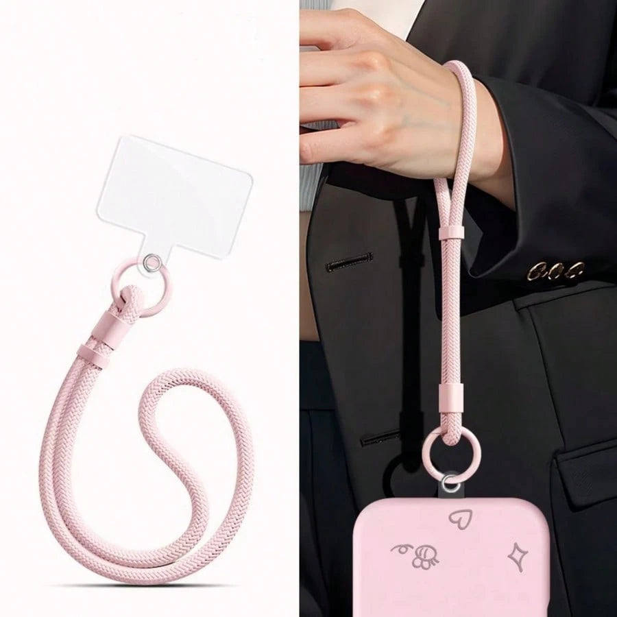 1pc Minimalist Adjustable Short Strap Buckle Lanyard, Phone Lanyard, Water Bottle Holder, Key Chain, Wrist Strap With Pad