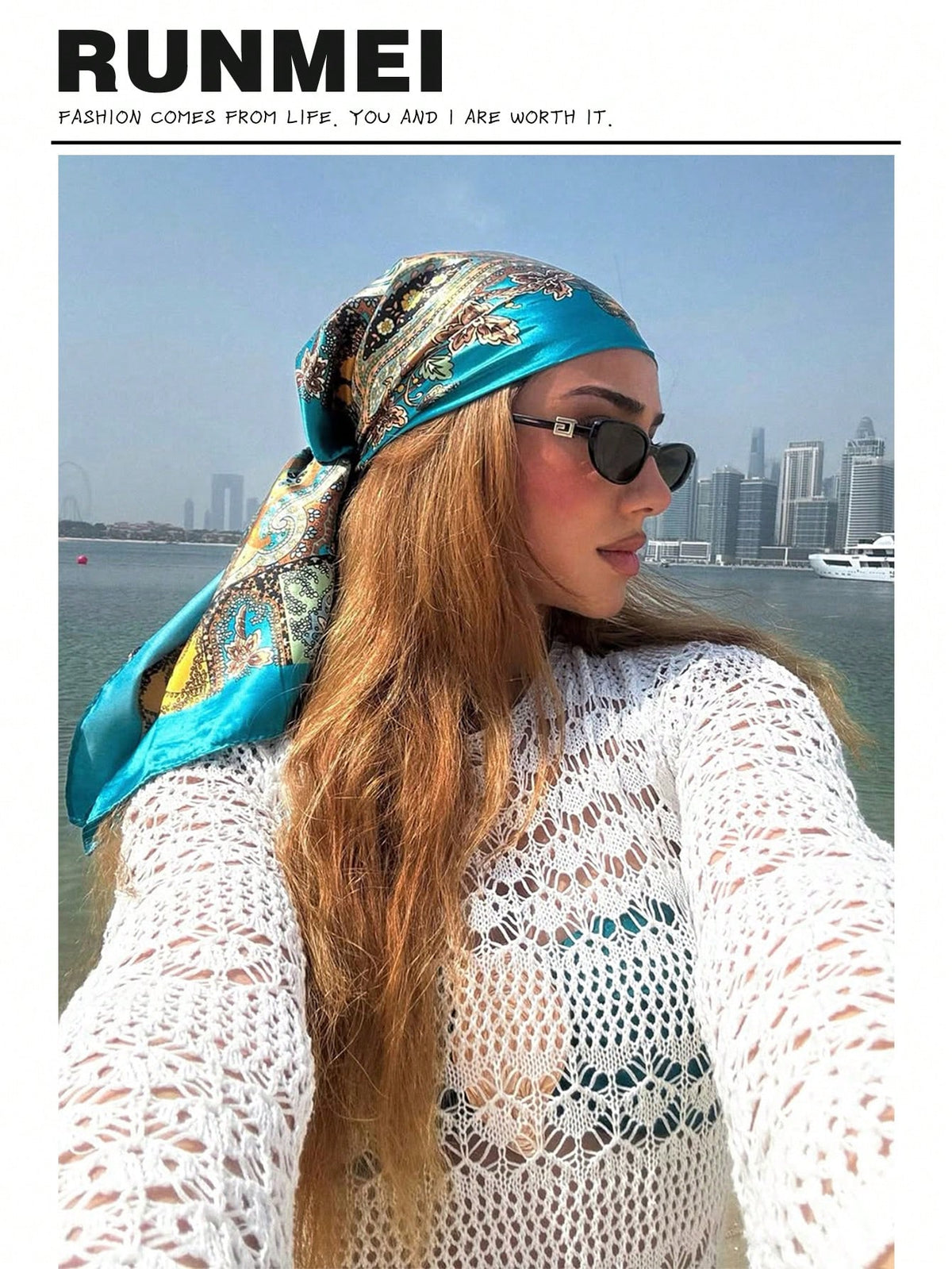 1pc Minimalist Printed Satin Square Scarf, Women's Spring New Fashion Headscarf, Can Be Used As Belt, Bag Accessory, Ribbon, Hairband Or Headscarf