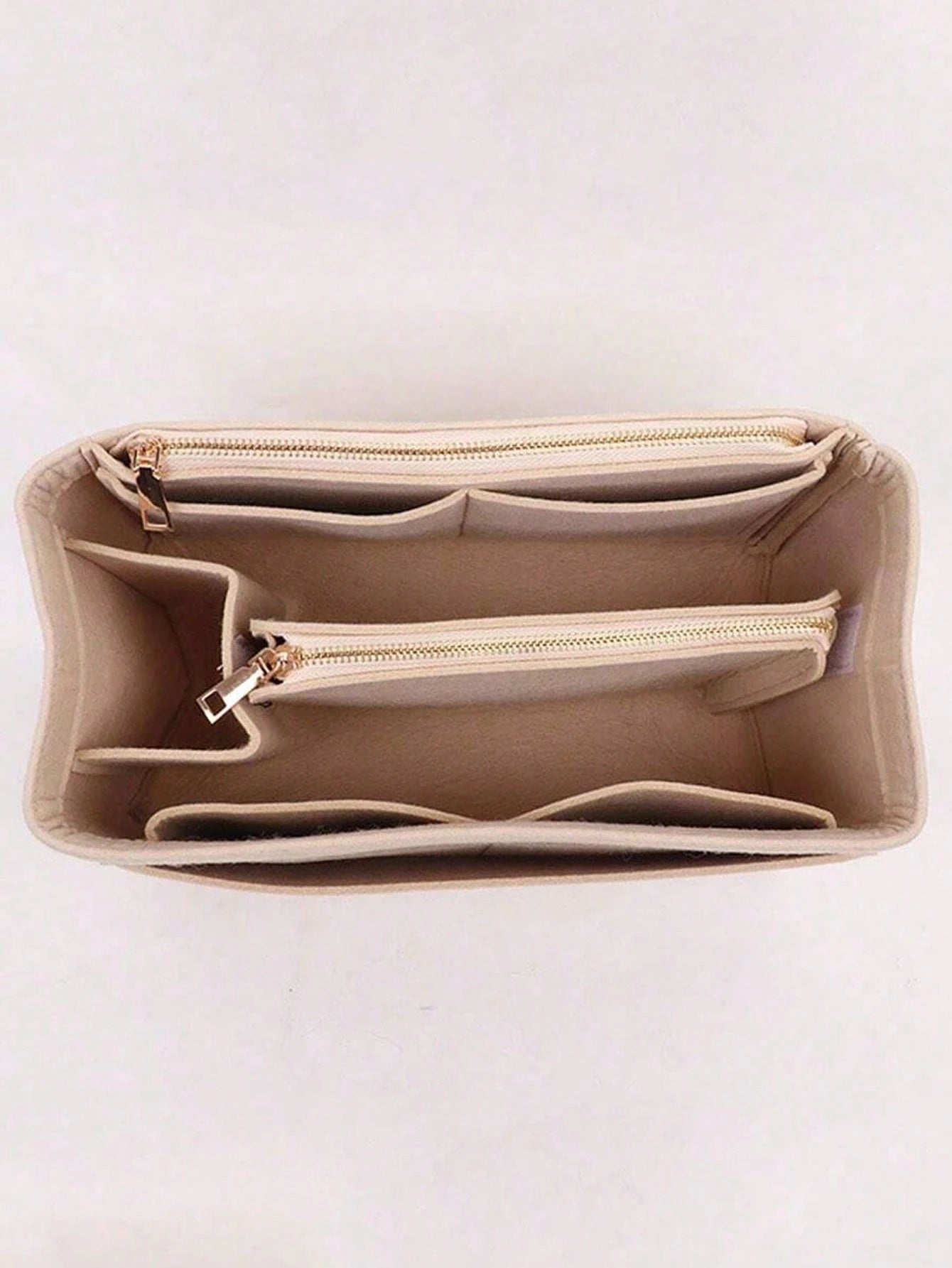 1pc Multi-Functional Large Capacity Expandable Internal Structure Felt Cosmetic Bag, With Inner Lining, Toiletry Bag Makeup Bag Containing Support Pockets, Desktop Storage Box, School Supplies, Teache