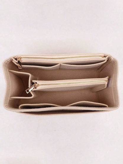 1pc Multi-Functional Large Capacity Expandable Internal Structure Felt Cosmetic Bag, With Inner Lining, Toiletry Bag Makeup Bag Containing Support Pockets, Desktop Storage Box, School Supplies, Teache