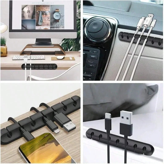 1pc Multi-Slot Cable Management Clip, Silicone Desk Cable Organizer, Adhesive Desk Cord Management Holder - Suitable For Desk, Home, Office And Car Cable Management System - Nightstand Wire Rack Acces