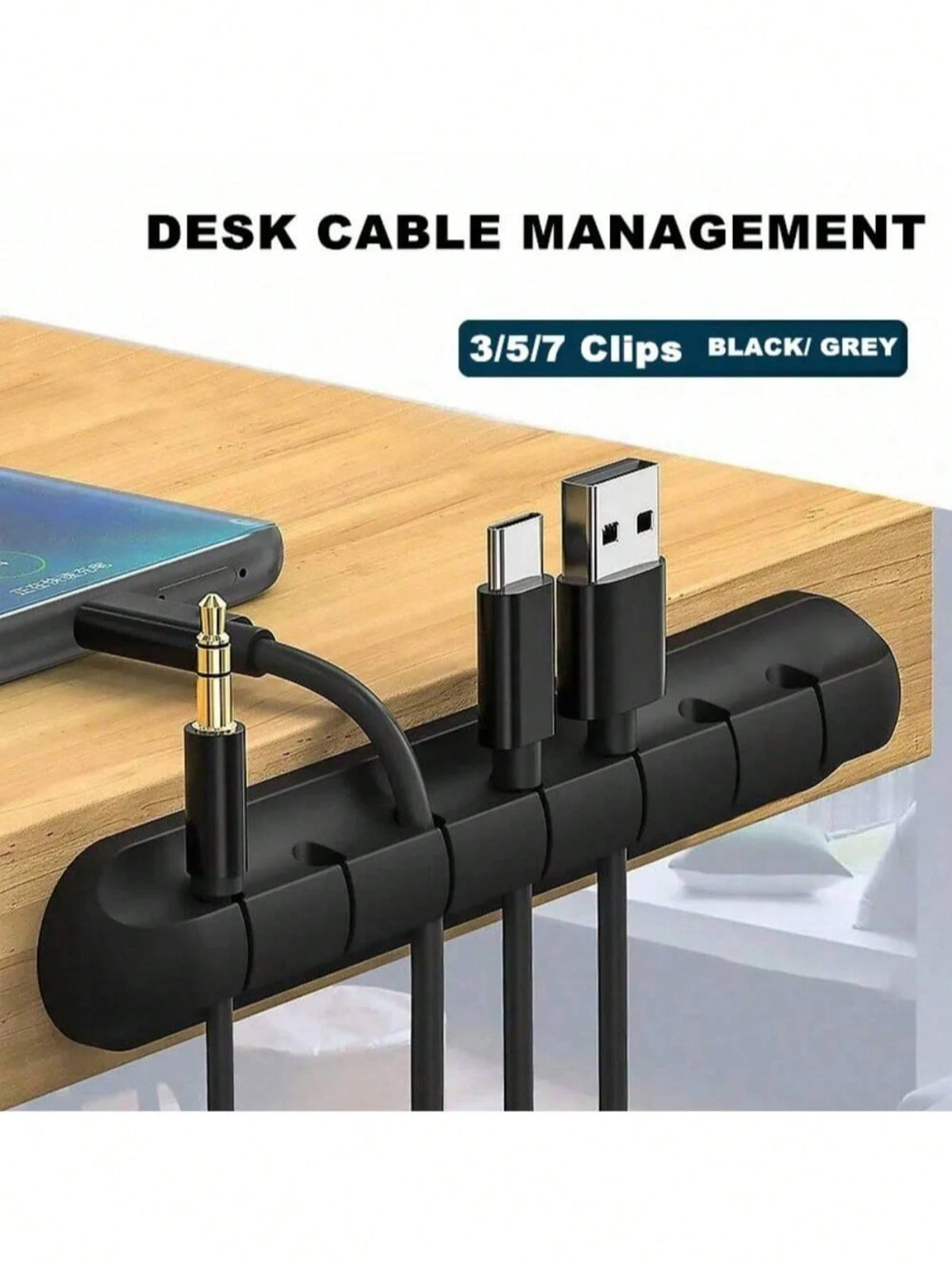 1pc Multi-Slot Cable Management Clip, Silicone Desk Cable Organizer, Adhesive Desk Cord Management Holder - Suitable For Desk, Home, Office And Car Cable Management System - Nightstand Wire Rack Acces