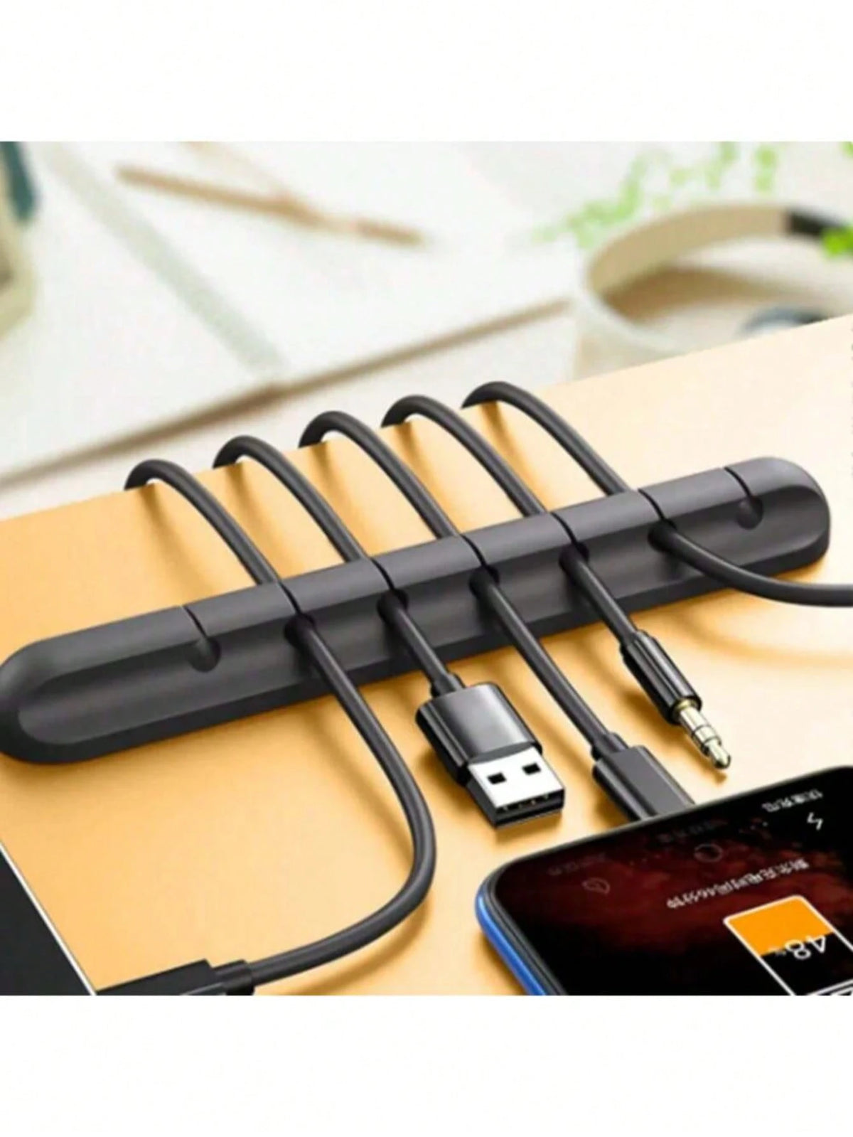 1pc Multi-Slot Cable Management Clip, Silicone Desk Cable Organizer, Adhesive Desk Cord Management Holder - Suitable For Desk, Home, Office And Car Cable Management System - Nightstand Wire Rack Acces
