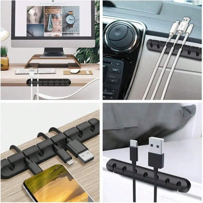1pc Multi-Slot Cable Management Clip, Silicone Desk Cable Organizer, Adhesive Desk Cord Management Holder - Suitable For Desk, Home, Office And Car Cable Management System - Nightstand Wire Rack Acces