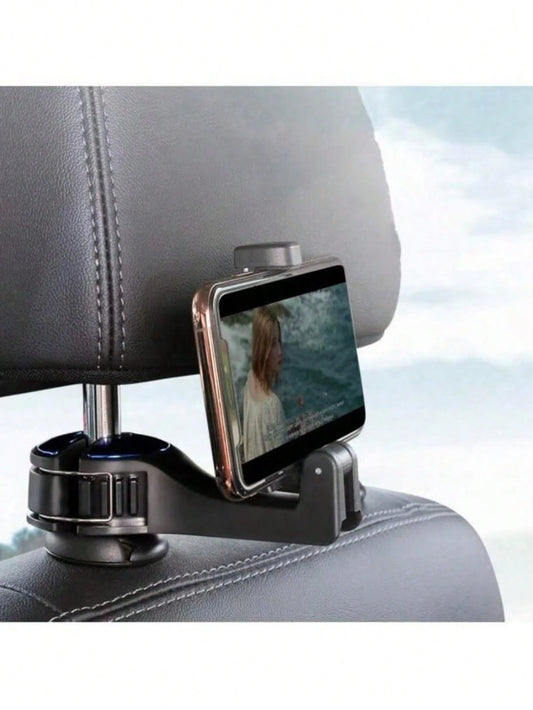 1pc Multifunctional 2-In-1 Car Hook- Hidden Backseat Headrest Hook And Lockable Phone Holder