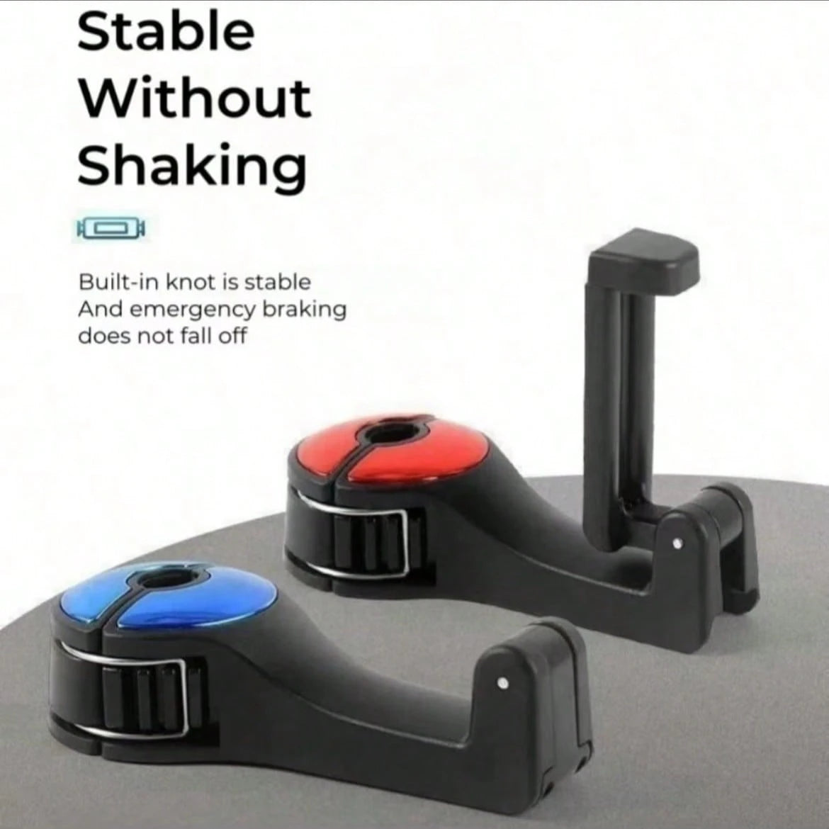1pc Multifunctional 2-In-1 Car Hook- Hidden Backseat Headrest Hook And Lockable Phone Holder