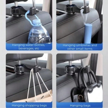 1pc Multifunctional 2-In-1 Car Hook- Hidden Backseat Headrest Hook And Lockable Phone Holder