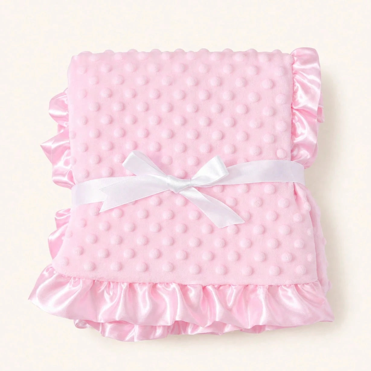 1pc Multifunctional Baby Blanket, Double-Layer Dot Fleece, Medium Thickness, Soft And Skin-Friendly, Cute Scalloped Edge Decor, Suitable For Boys And Girls
