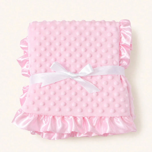1pc Multifunctional Baby Blanket, Double-Layer Dot Fleece, Medium Thickness, Soft And Skin-Friendly, Cute Scalloped Edge Decor, Suitable For Boys And Girls