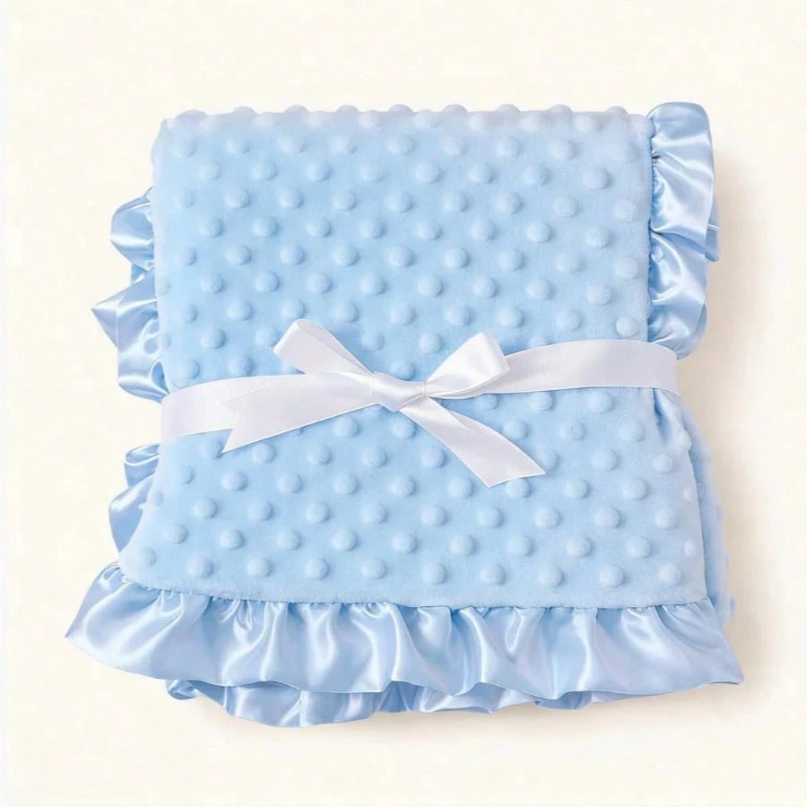 1pc Multifunctional Baby Blanket, Double-Layer Dot Fleece, Medium Thickness, Soft And Skin-Friendly, Cute Scalloped Edge Decor, Suitable For Boys And Girls
