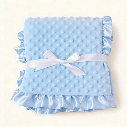 1pc Multifunctional Baby Blanket, Double-Layer Dot Fleece, Medium Thickness, Soft And Skin-Friendly, Cute Scalloped Edge Decor, Suitable For Boys And Girls