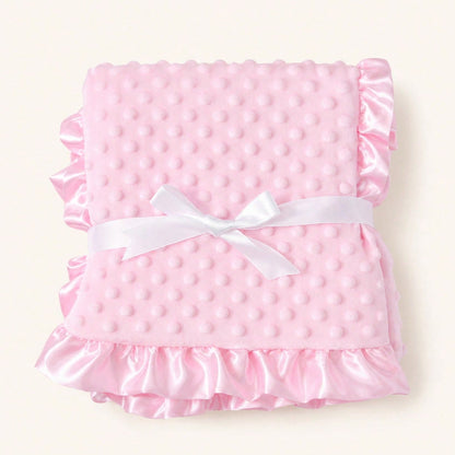 1pc Multifunctional Baby Blanket, Double-Layer Dot Fleece, Medium Thickness, Soft And Skin-Friendly, Cute Scalloped Edge Decor, Suitable For Boys And Girls