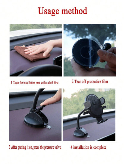 1pc Multifunctional Car Dashboard Mount, Car Suction Cup Holder, Car Phone Holder, Navigation Mount, Rotatable, With Suction Cup, Suitable For Car, Smartphone, Compact Design, Adjustable Angle, Car Ac