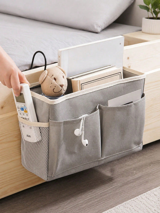 1pc Multifunctional Dorm Hanging Storage Bag, Fabric Bedside Phone Storage Pouch, Top Bunk Bedside Storage Tool, Student Bed Sheet Hanging Basket, Dorm Storage Organizer, Bedside Storage Bag, Storage