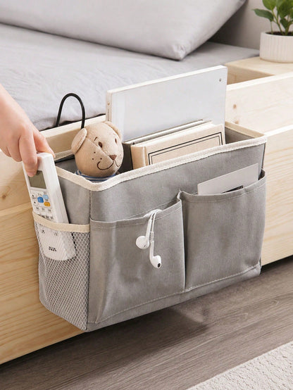 1pc Multifunctional Dorm Hanging Storage Bag, Fabric Bedside Phone Storage Pouch, Top Bunk Bedside Storage Tool, Student Bed Sheet Hanging Basket, Dorm Storage Organizer, Bedside Storage Bag, Storage