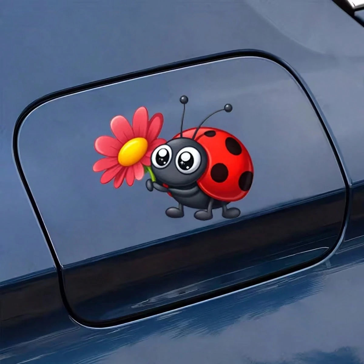 1pc Natural Spirit Exquisite Ladybug Holding Flower Cartoon Decorative Stickers- Suitable For Bumpers, Cars, Refrigerators, Suitcases, Motorcycles, Racing Cars, Fishing Boats, And Laptops.