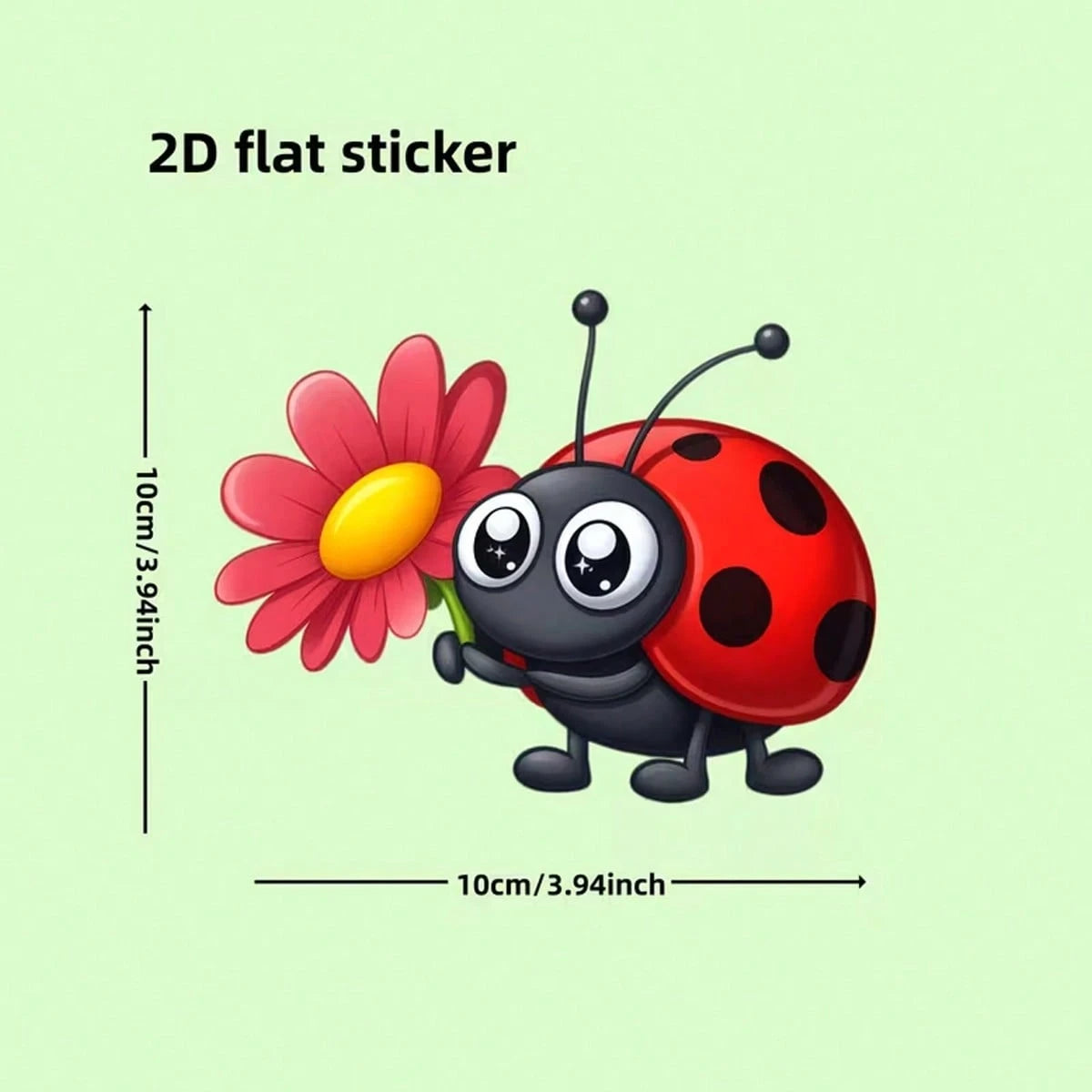1pc Natural Spirit Exquisite Ladybug Holding Flower Cartoon Decorative Stickers- Suitable For Bumpers, Cars, Refrigerators, Suitcases, Motorcycles, Racing Cars, Fishing Boats, And Laptops.