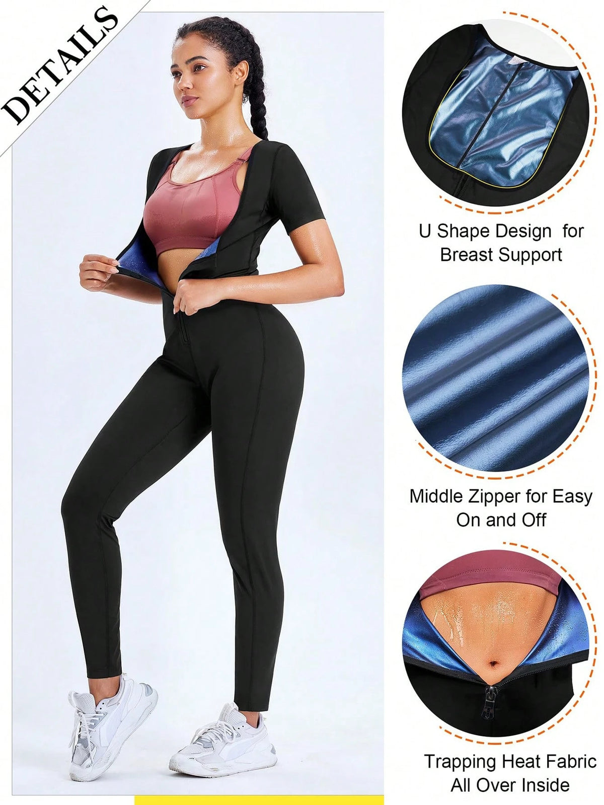 1pc New 4-In-1 Sauna Fitness Shaping Jumpsuit, Lumbar Girdles Belly Slimming Corset Fall