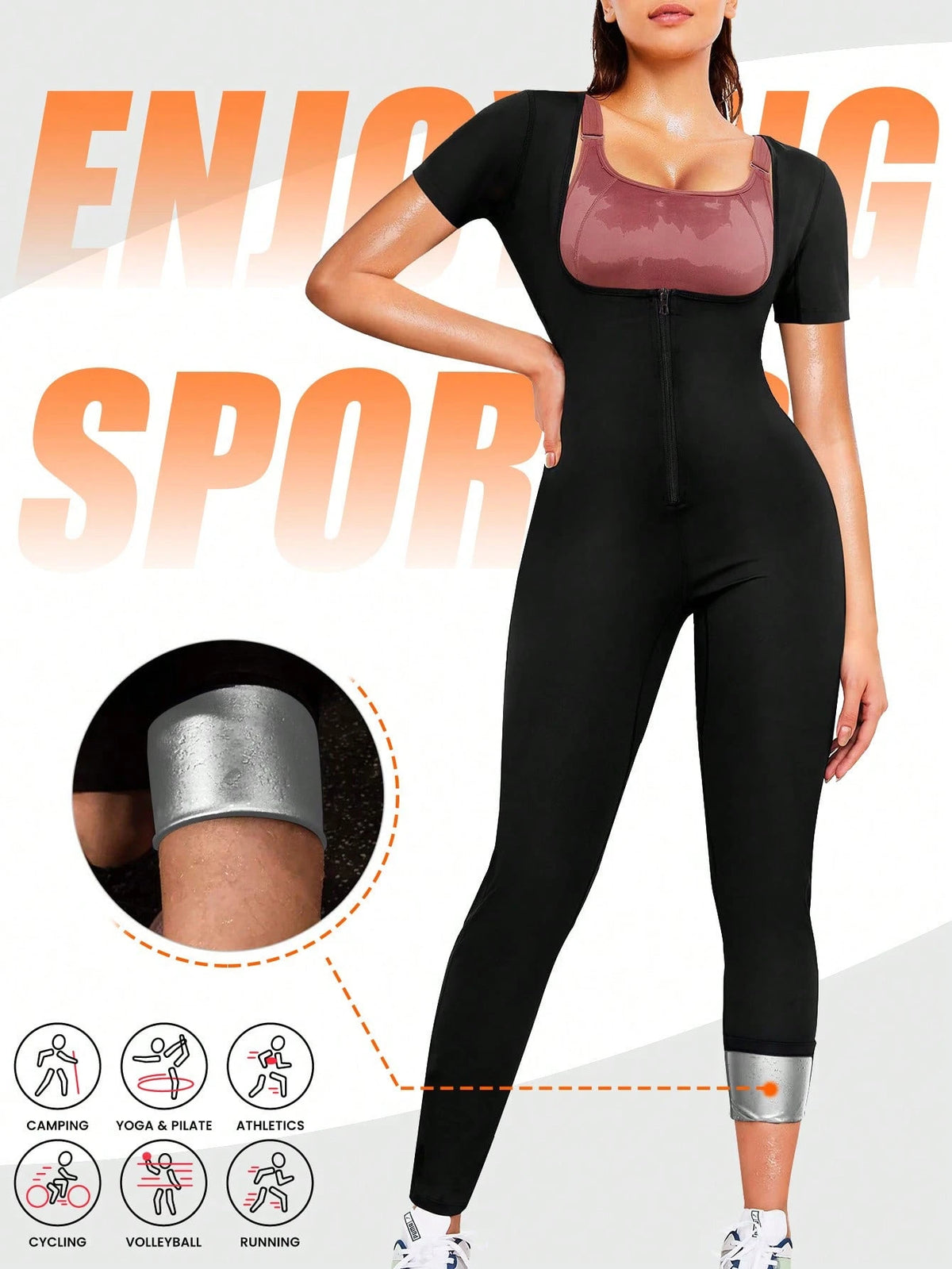 1pc New 4-In-1 Sauna Fitness Shaping Jumpsuit, Lumbar Girdles Belly Slimming Corset Fall