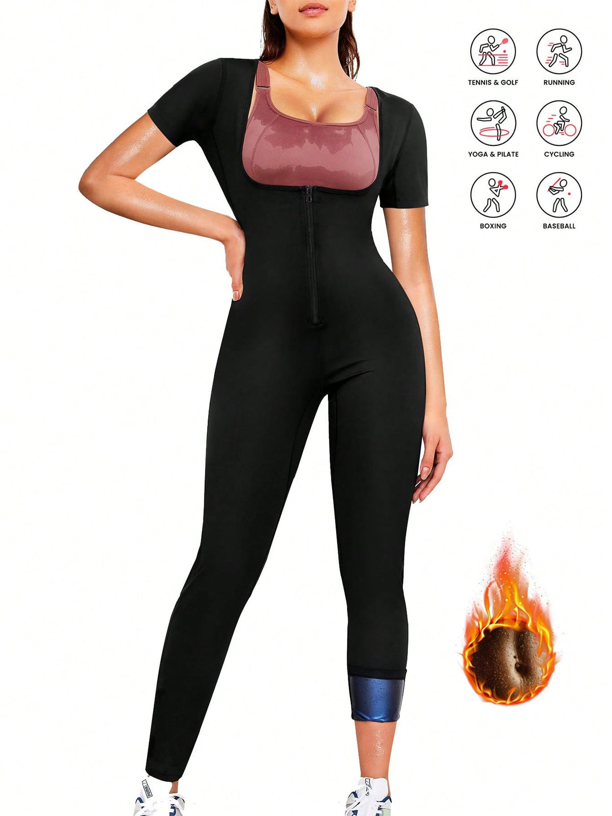 1pc New 4-In-1 Sauna Fitness Shaping Jumpsuit, Lumbar Girdles Belly Slimming Corset Fall