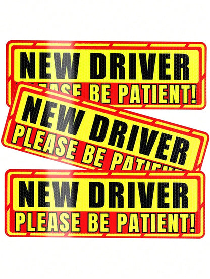1pc New Driver Magnetic Sticker, Please Drive Patiently New Driver Magnetic Sticker, New Driver Warning Magnetic Sticker, Reflective Magnetic New Driver Bumper Sticker