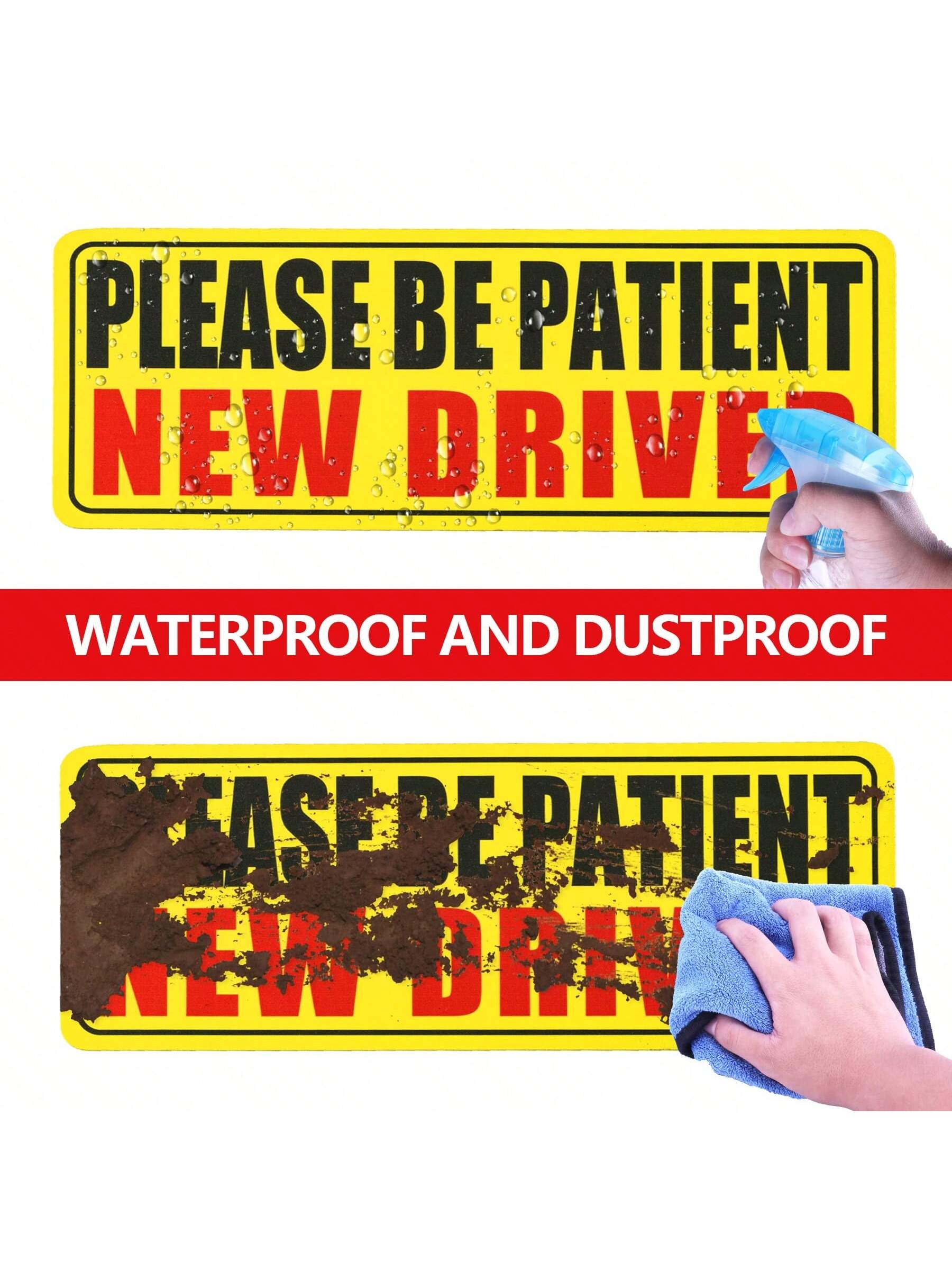 1pc New Driver Magnetic Sticker, Please Drive Patiently New Driver Magnetic Sticker, New Driver Warning Magnetic Sticker, Reflective Magnetic New Driver Bumper Sticker