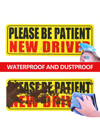 1pc New Driver Magnetic Sticker, Please Drive Patiently New Driver Magnetic Sticker, New Driver Warning Magnetic Sticker, Reflective Magnetic New Driver Bumper Sticker