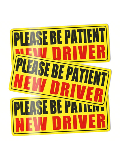 1pc New Driver Magnetic Sticker, Please Drive Patiently New Driver Magnetic Sticker, New Driver Warning Magnetic Sticker, Reflective Magnetic New Driver Bumper Sticker