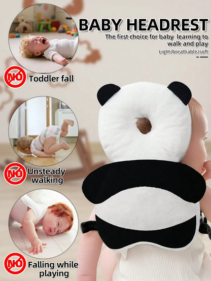 1pc New Panda Head Pillow Anti-Fall Cushion, Toddler Anti-Collision Hat, Baby Head Pillow, Baby Crawling Anti-Collision Tool, Adjustable Baby Head Protection Pad Backpack- Cartoon Animal Design, Suit
