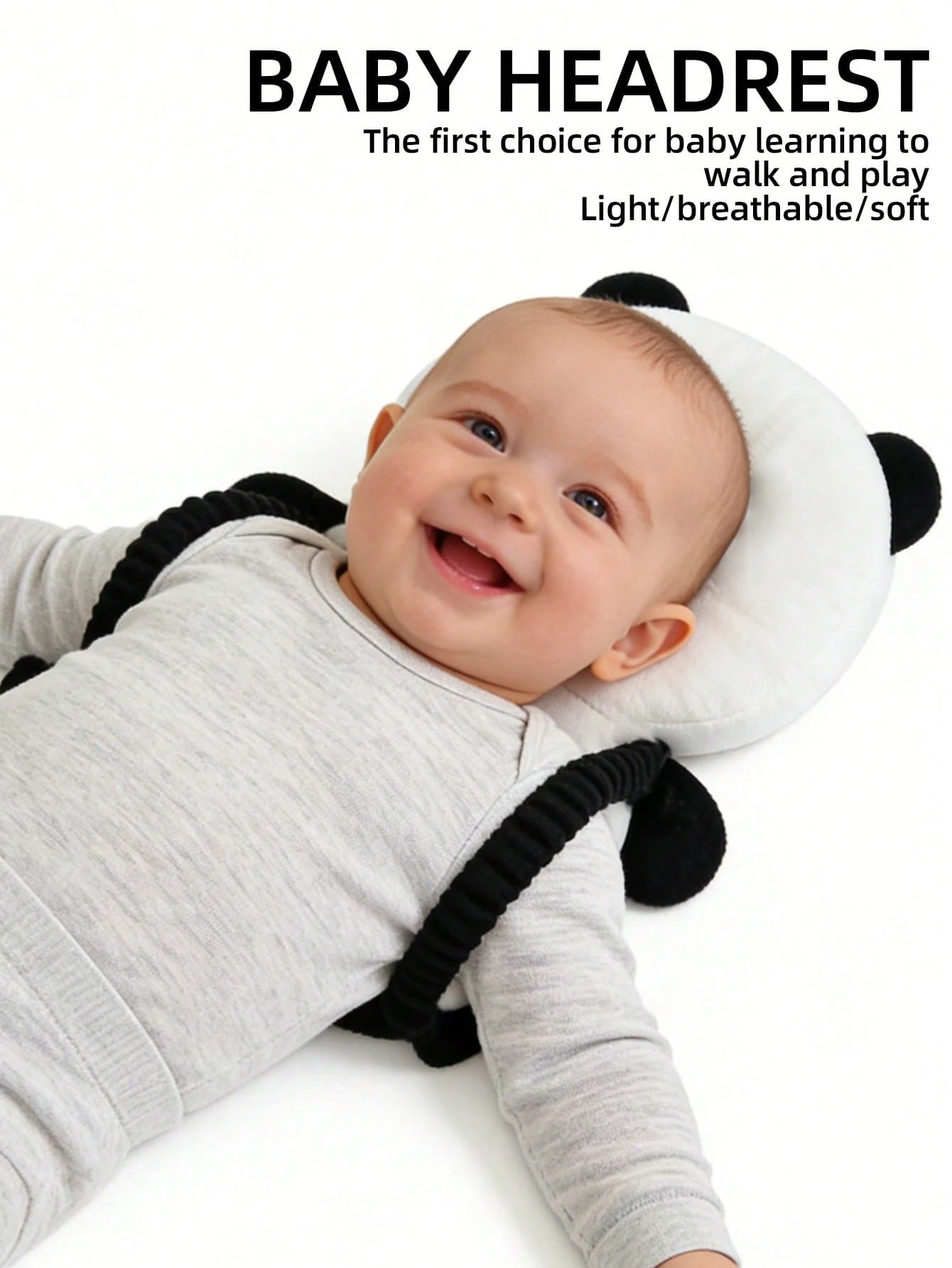1pc New Panda Head Pillow Anti-Fall Cushion, Toddler Anti-Collision Hat, Baby Head Pillow, Baby Crawling Anti-Collision Tool, Adjustable Baby Head Protection Pad Backpack- Cartoon Animal Design, Suit