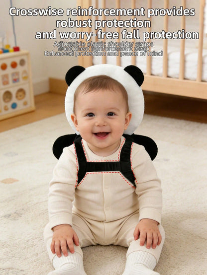 1pc New Panda Head Pillow Anti-Fall Cushion, Toddler Anti-Collision Hat, Baby Head Pillow, Baby Crawling Anti-Collision Tool, Adjustable Baby Head Protection Pad Backpack- Cartoon Animal Design, Suit