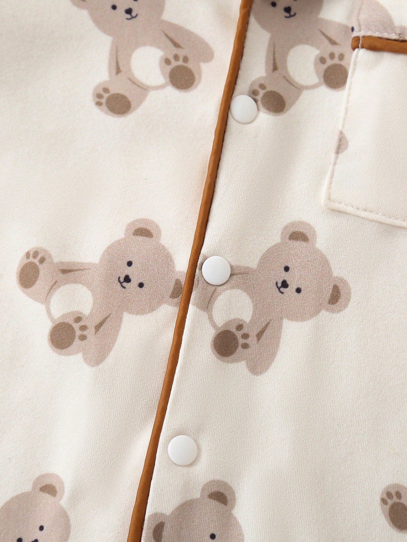 1pc Newborn Baby Boy Long Sleeve Snap-Up Jumpsuit, Cute Bear Digital Print, Knit Fabric, Adorable Style Night Photoshoot Off-White Autumn Kawaii Cute