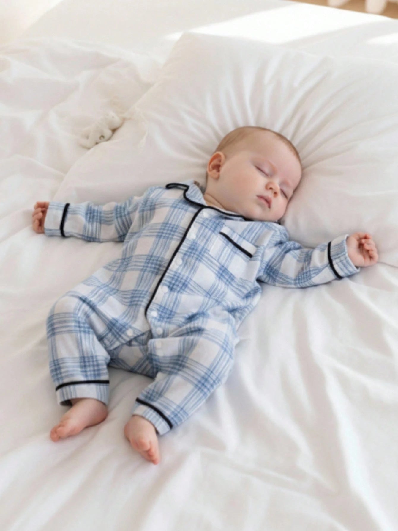 1pc Newborn Baby Boy Long Sleeve Snap-Up Jumpsuit, Cute Bear Digital Print, Knit Fabric, Adorable Style Night Photoshoot Off-White Autumn Kawaii Cute