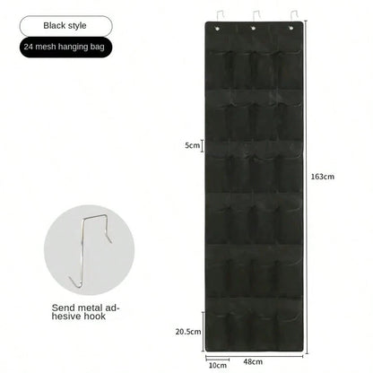 1pc Over The Door Shoe Organizer Hanging Closet Holder Hanger Storage Bag Rack With 24 Large Mesh Pockets