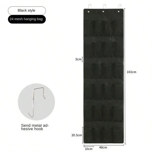 1pc Over The Door Shoe Organizer Hanging Closet Holder Hanger Storage Bag Rack With 24 Large Mesh Pockets