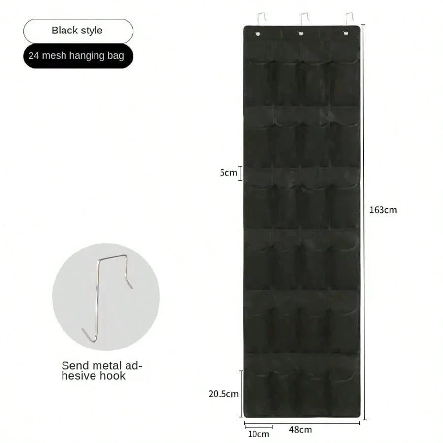 1pc Over The Door Shoe Organizer Hanging Closet Holder Hanger Storage Bag Rack With 24 Large Mesh Pockets