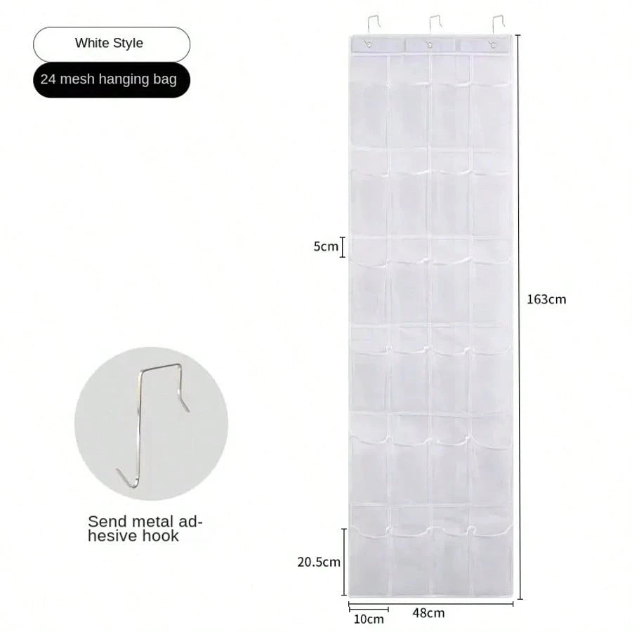 1pc Over The Door Shoe Organizer Hanging Closet Holder Hanger Storage Bag Rack With 24 Large Mesh Pockets